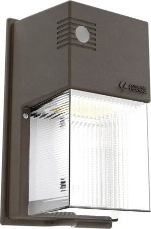 Lithonia Lighting 7" Mini LED Wall Pack Outdoor Light Fixture, 3-Way Selectable CCT 3000K/4000K/5000K, Adjustable Lumens, Dusk to Dawn Photocell, MVOLT, Bronze (TWS LED ALO SWW2 MVOLT PE DDB M2)