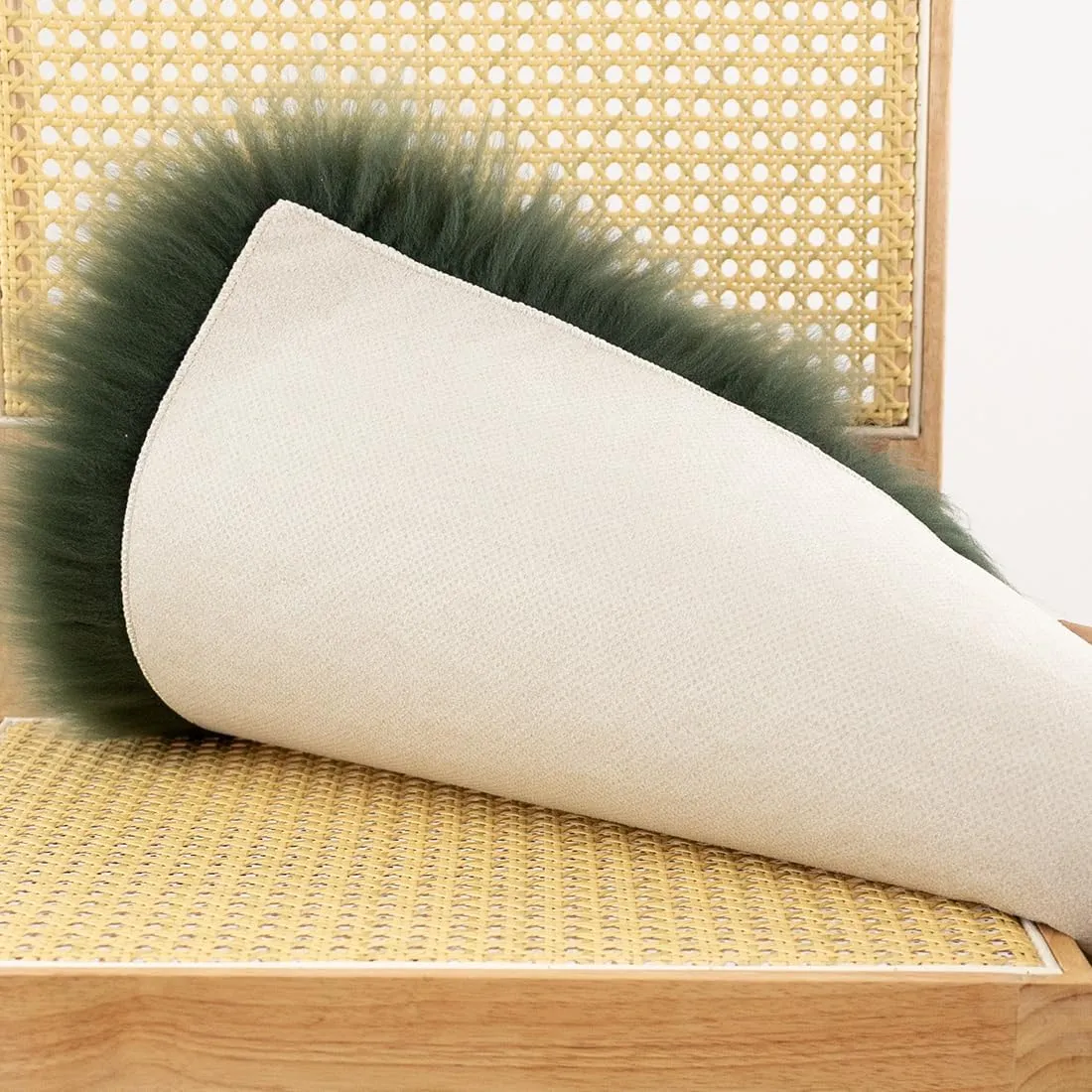 LLB Sheepskin Chair Covers - Office & Dining Room Chair Pads - 18x18 Inch, Dark Green