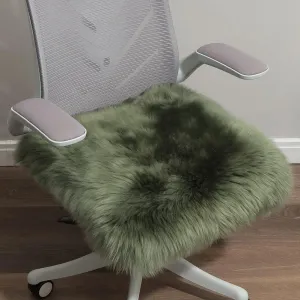 LLB Sheepskin Chair Covers - Office & Dining Room Chair Pads - 18x18 Inch, Dark Green