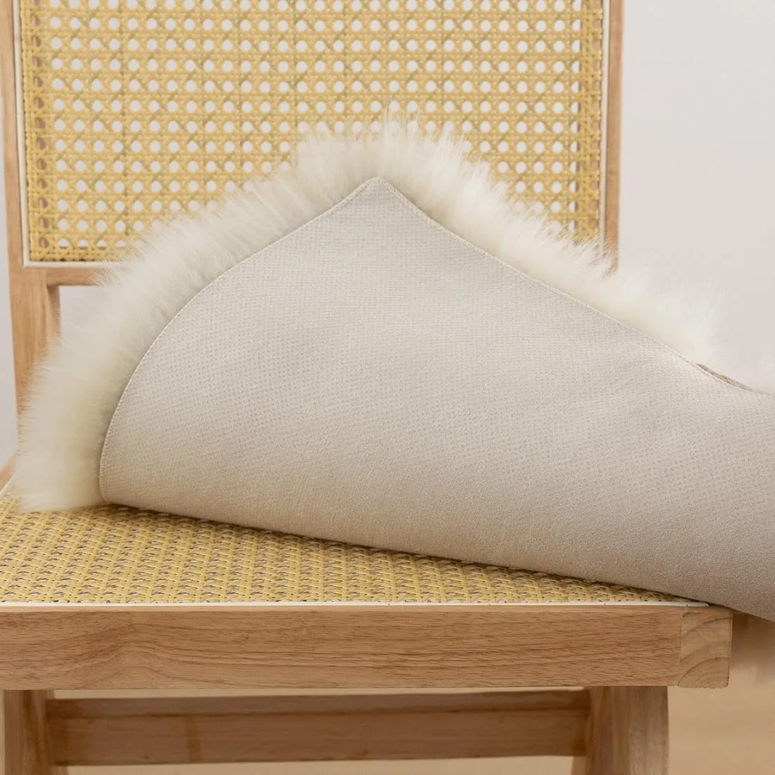 LLB Sheepskin Chair Covers - Office, Dining Room & Desk Chair Seat Cushion - Cream Brown, 18x18 Inch (Pack of 1)