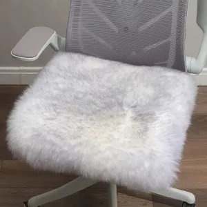 LLB Sheepskin Chair Cushion Non-Slip Back Square Genuine Fur Chair Cover Silky Natural Wool Seat Cushion Pad Soft Area Rugs Carpet for Home Office Restaurant Chair 18x18 Inch (Pack of 1), Grey Tip