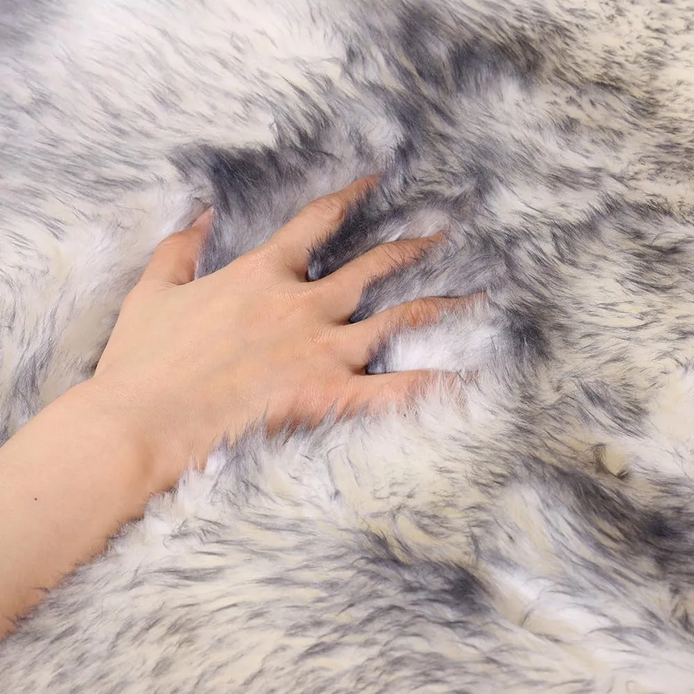 LLB Sheepskin Chair Cushion Non-Slip Back Square Genuine Fur Chair Cover Silky Natural Wool Seat Cushion Pad Soft Area Rugs Carpet for Home Office Restaurant Chair 18x18 Inch (Pack of 1), Grey Tip