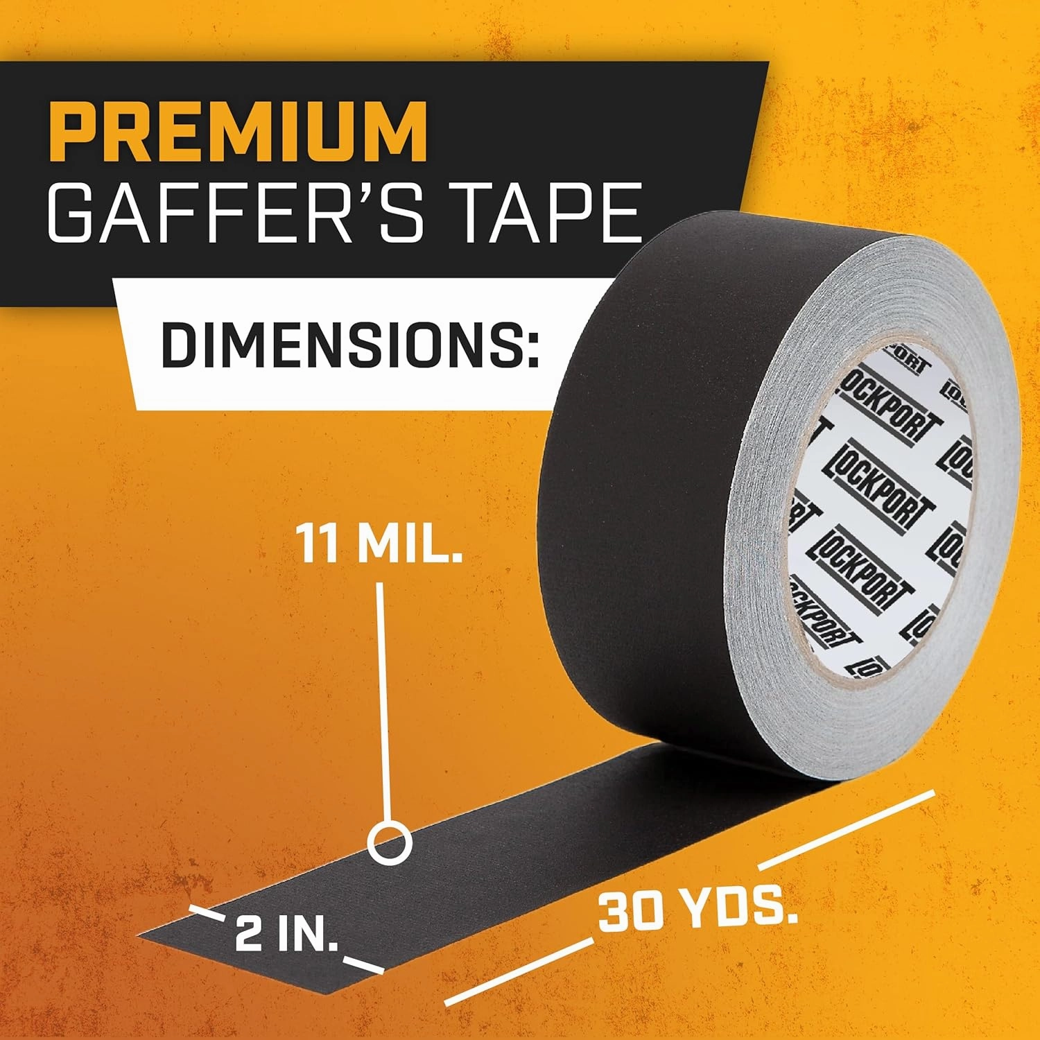 Lockport Black Gaffers Tape 2 inch x 30 Yards - 4 Pack Pro Black Gaff Tape - No Residue, Water Resistant, Non-Reflective, Easy Tear - Multipurpose