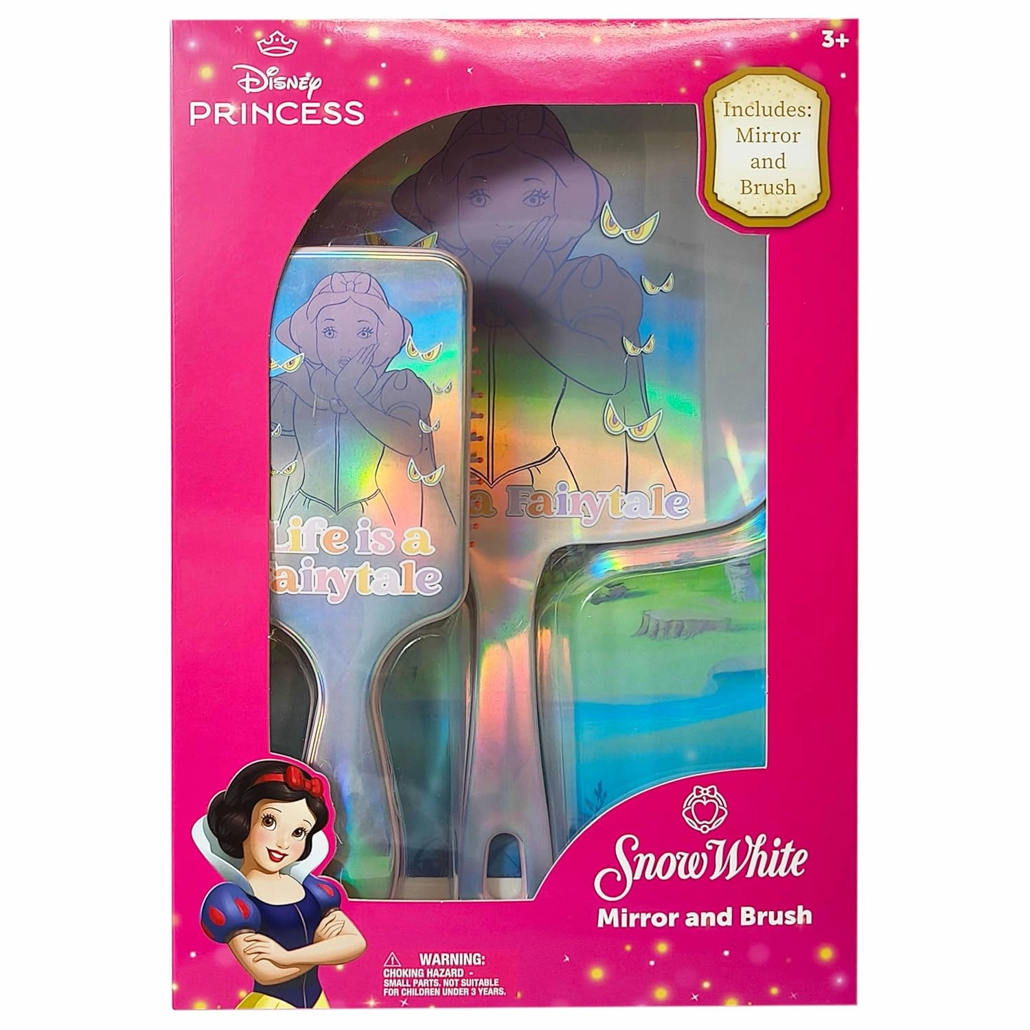 LUV HER Disney Princesses Spa Set for Girls Age 3  - Includes Paddle Hair Brush and Hand Mirror featuring Snow White - Imaginative Play and Self-Care - Develops Creativity and Fine Motor Skills