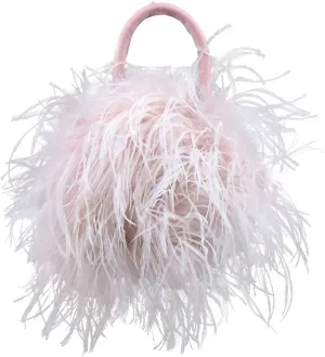 LVCOMEFF Women Ostrich Pink Feather Purse Mini Handbag for Party Furry Casual Daily 2023 Bubblegum Color