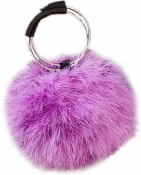 LVCOMEFF Women Furry Mini Handbag Wallet Round Purse Real Ostrich Feather Fluffy Plush Luxurious