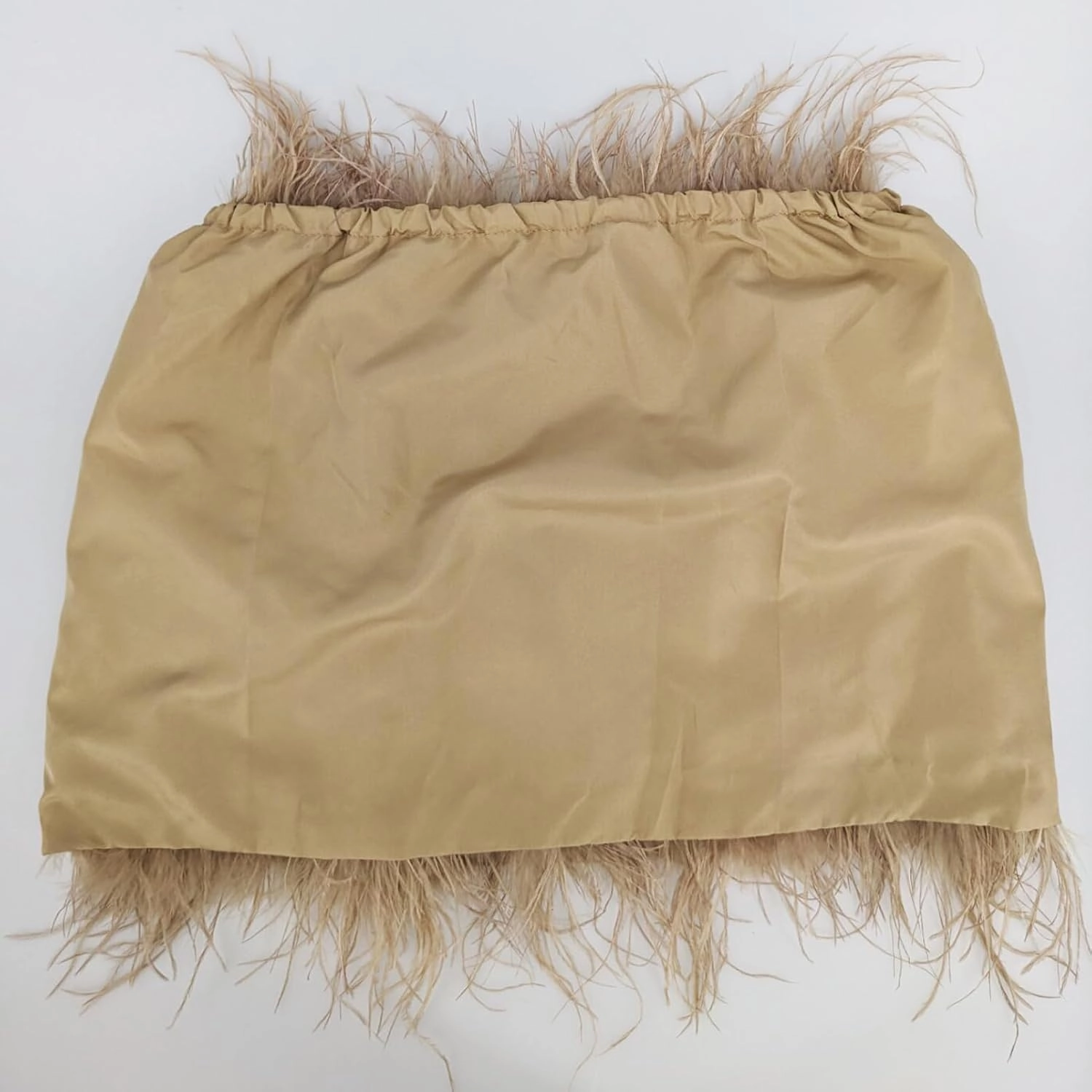LVCOMEFF Women Ostrich Feather Mini Skirt Hot Elastic Waist Furry Booty Party Club Luxury