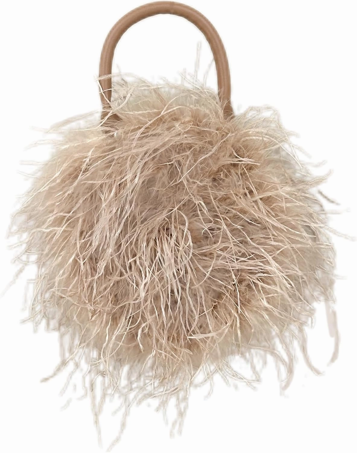 LVCOMEFF Women Ostrich Feather Purse Mini Handbag for Party Furry Casual Daily 2023 Bubblegum Color