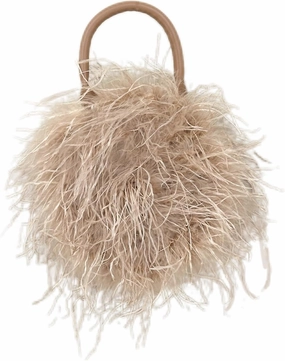 LVCOMEFF Women Ostrich Feather Purse Mini Handbag for Party Furry Casual Daily 2023 Bubblegum Color