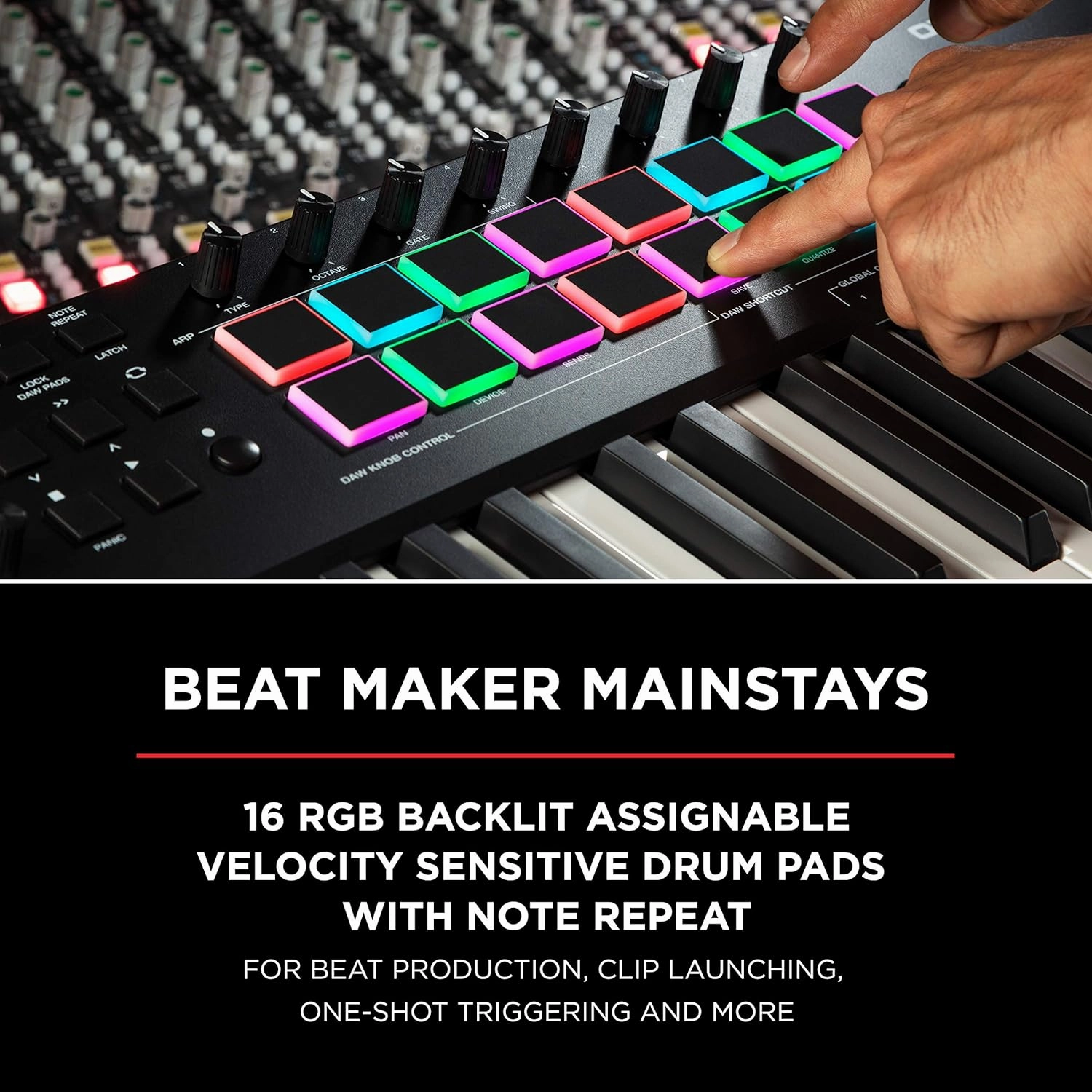 M-AUDIO Oxygen Pro 61 - 61 Key USB MIDI Keyboard Controller With Beat Pads, MIDI-assignable Knobs, Buttons and Faders, and Native Instruments Sound Package (NKS Integration)