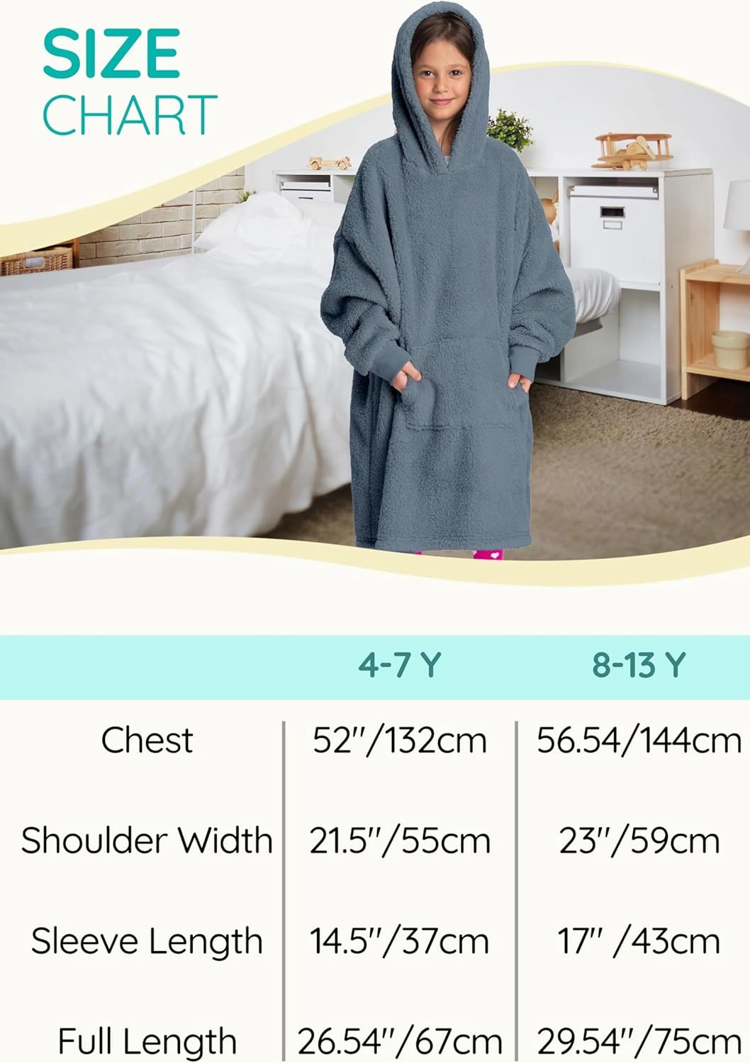 Mad Dog Kids Blanket Hoodie - Wearable Blankets with Cozy Sleeves, Soft Fleece & Sherpa Designs, for Boys & Girls, Ages 4-13