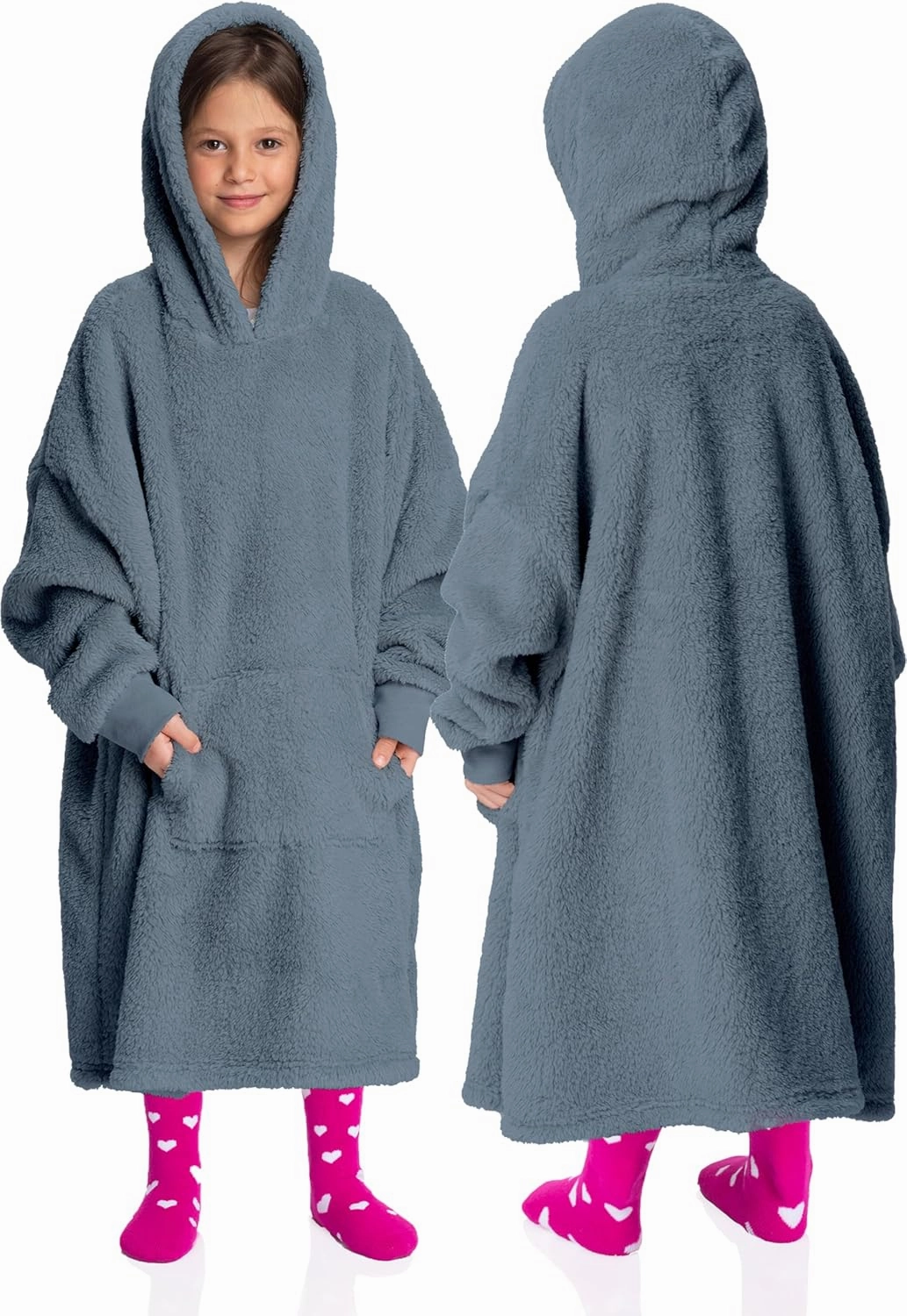 Mad Dog Kids Blanket Hoodie - Wearable Blankets with Cozy Sleeves, Soft Fleece & Sherpa Designs, for Boys & Girls, Ages 4-13