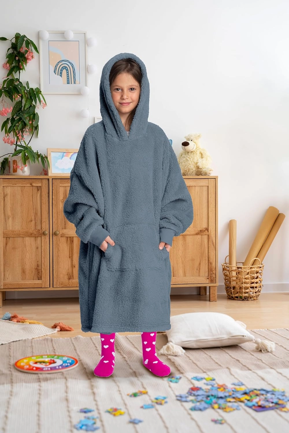 Mad Dog Kids Blanket Hoodie - Wearable Blankets with Cozy Sleeves, Soft Fleece & Sherpa Designs, for Boys & Girls, Ages 4-13
