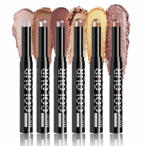 MAEPEOR Eyeshadow Stick Set 6 PCS Highly Pigmented Cream Eyeshadow Pen Waterproof and Long Lasting Shadow Pencil (Set 01)