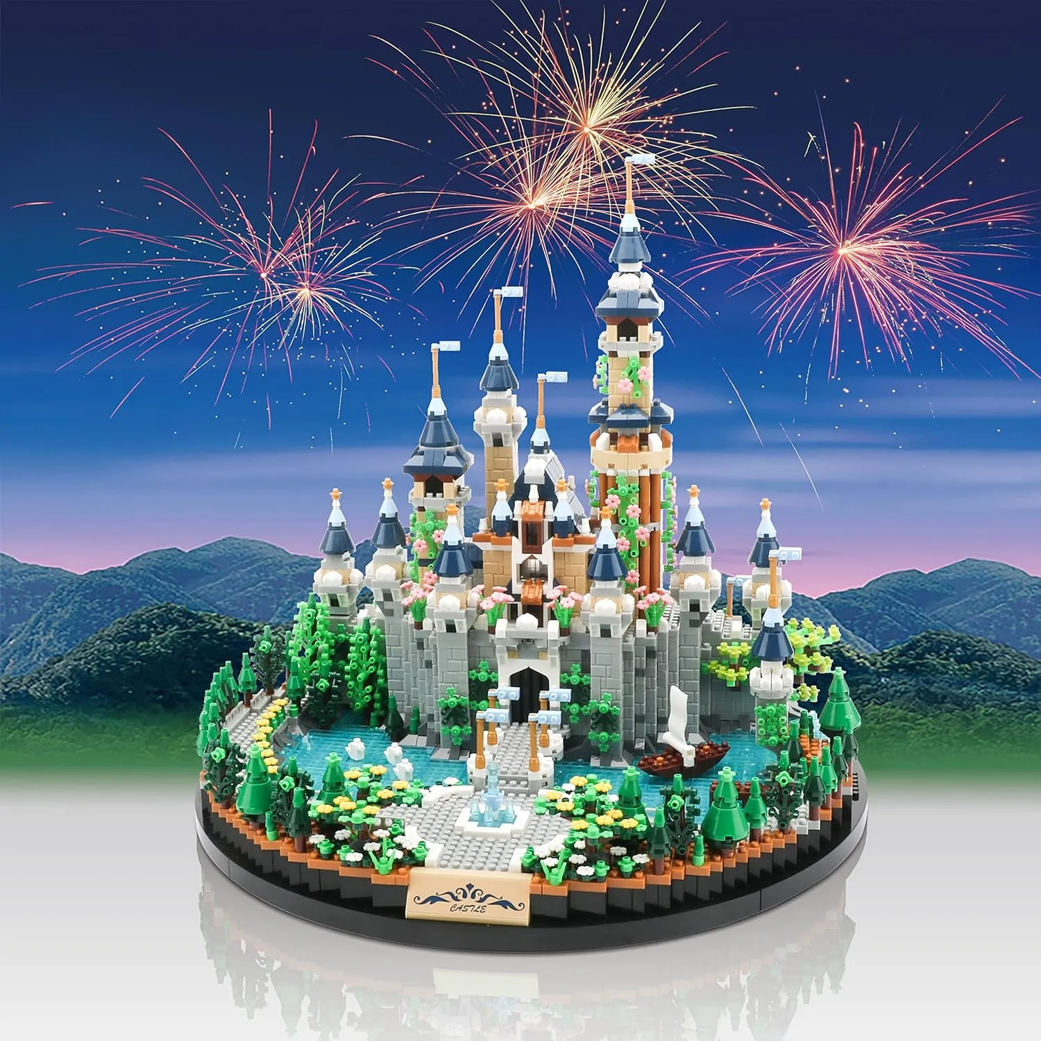 Magic Princess Blue Castle Micro Building Blocks for Adults Mini Building Kit, Creative Display Gift for Women and Kids Ages 14  3600 PCS