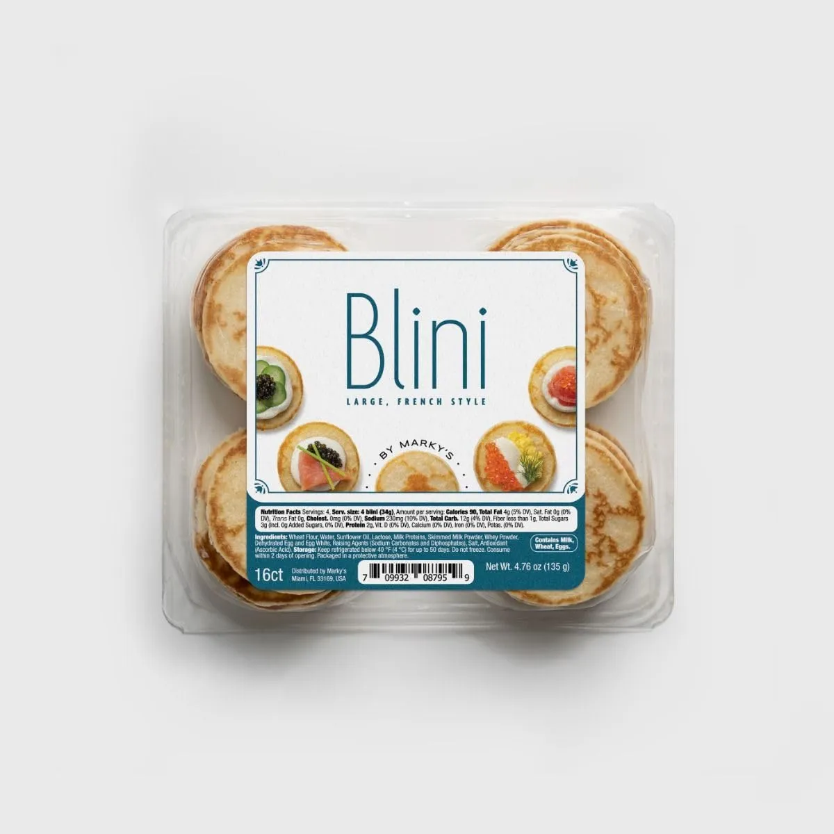 MARKY'S French Caviar Blini - 16 pcs (Pack of 2) - Breakfast Mini Pancakes Crepes Canape Best for Caviar and Roe