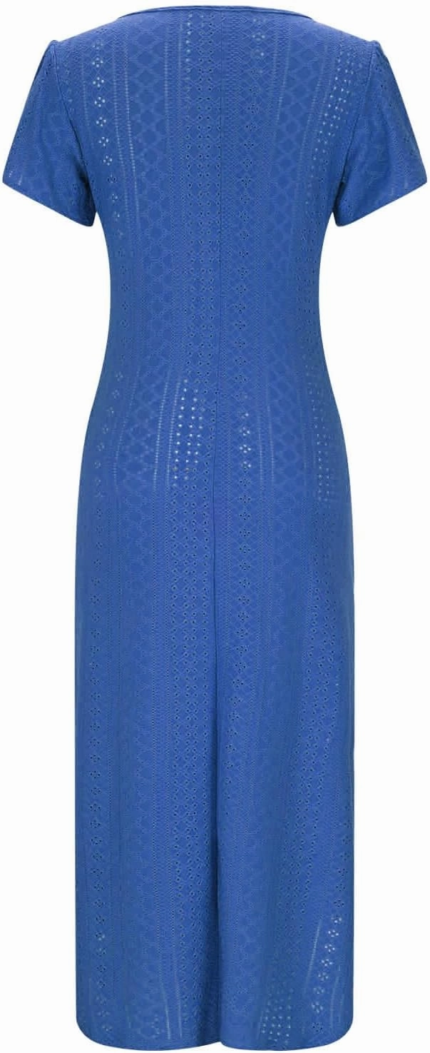 Maxi Dresses for Women 2025 Eyelet Casual Short Sleeve V-Neck Sundress Flowy Empire Waist Fashion Summer Dress