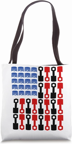 Mechanic Piston Workshop Tools USA Flag Car Enthusiast Tote Bag