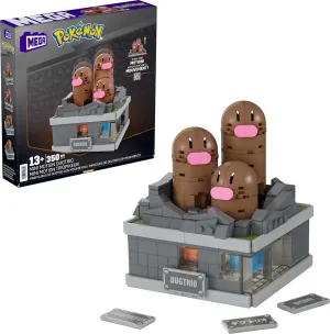 MEGA Pokémon Building Toys Set Mini Motion Dugtrio with 350 Pieces, Pop Up Motion, 5 Inches Tall, for Adult Collectors