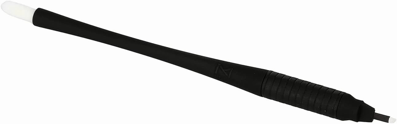 Mellie's Signature Microblading Eyebrow Pen (Pack of 10) - Disposable - Sterilized Blade, Comfortable Rubber Grip and Pigment Sponge For Brows (Black, C14 .18mm)