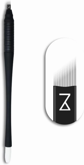 Mellie's Signature Microblading Eyebrow Pen (Pack of 10) - Disposable - Sterilized Blade, Comfortable Rubber Grip and Pigment Sponge For Brows (Black, C14 .18mm)