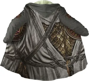 Men's Winter Warm Fleece Parka Jacket 3D Full Print Viking Medieval-Inspired Hooded Cloak Two Pocket Outdoor Couple Cape