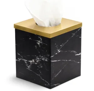 Metal Facial Tissue Box Cover Holder and Dispenser.Decorative Tissue Box Covers Cube Dresser Accessories for Bathroom Livingroom Kitchen Office Desk.Black Marble Pattern Home Gifts