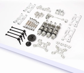 Metal Replacement Part Kit for WLtoys 1/14th, 1/12th RC Car Upgrades, Spare Aluminium Accessory Set with Screws(Silver)