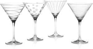 Mikasa, Silver Set of 4 Cheers Crystal Martini Cocktail Glasses, Model:5159319