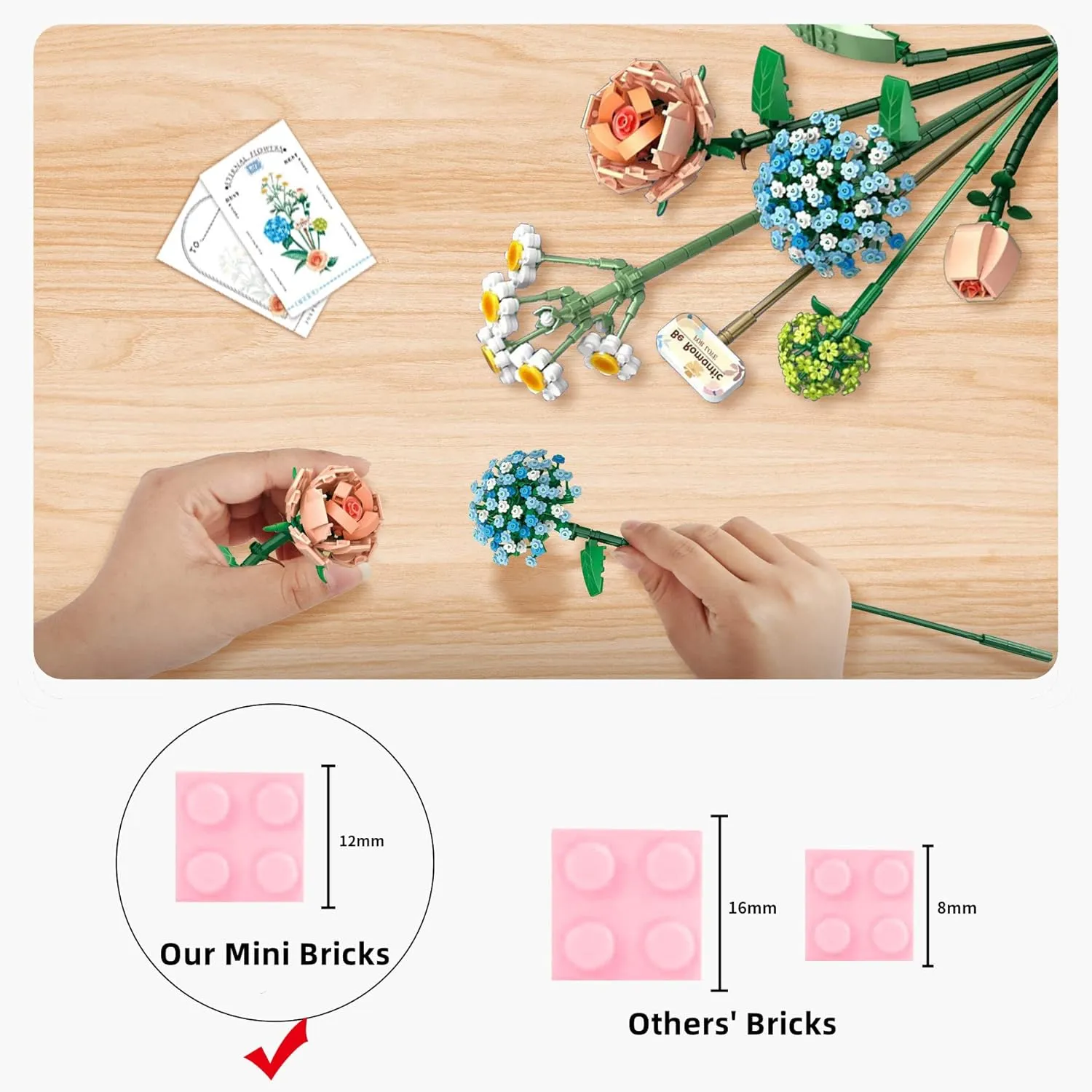 Mini Bricks Flower Bouquet Building Sets, Artificial Flowers, DIY Unique Decoration Home, 680 Pieces Botanical Collection for Ages 6-12 Year Old Girl for Gift…