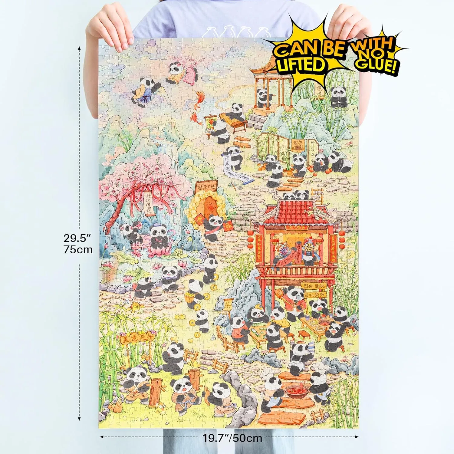 MOMIBOOK Puzzles for Adults 1000 Piece Jigsaw Puzzles of Comfortable Panda, Flocking Painting Image Chinese Difficult Challenging Hard Impossible Puzzle, Funny Toys & Games Christmas Birthday Gifts