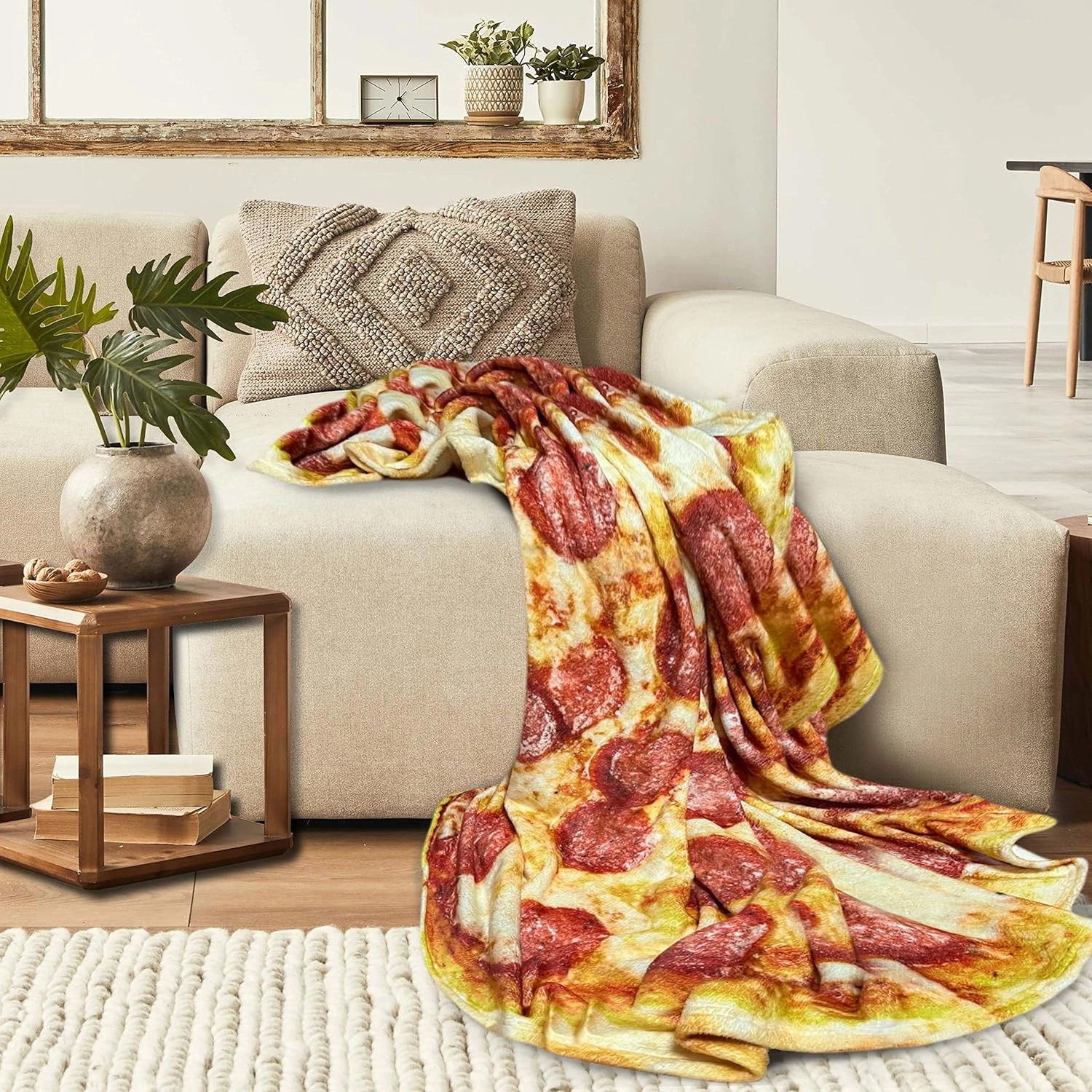 moonysweet Pizza Blanket for Adult and Kids Novelty Food Adult Size Funny Realistic Throw Fuzzy Fleece Flannel Teens Boys and Girls 60 inches