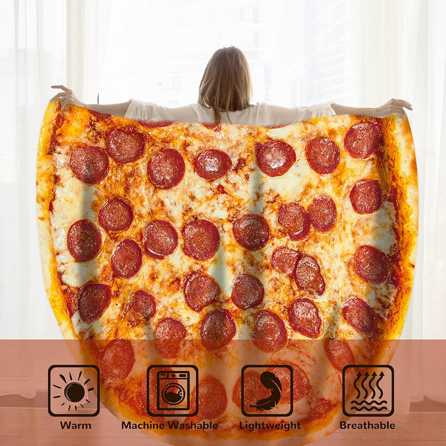 moonysweet Pizza Blanket for Adult and Kids Novelty Food Adult Size Funny Realistic Throw Fuzzy Fleece Flannel Teens Boys and Girls 60 inches