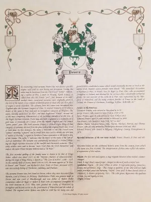 Mr Sweets Mally Coat of Arms, Crest & History 8.5x11 Print - Name Meaning, Genealogy, Family Tree Aid, Ancestry, Ancestors, Namesakes - Surname Origin: Irish Ireland