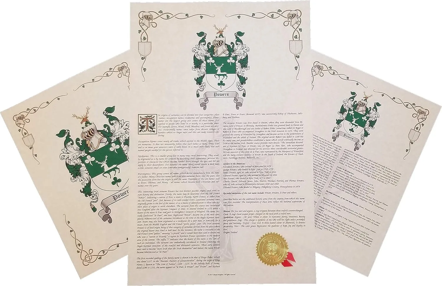 Mr Sweets Tallia - Coat of Arms, Crest & History 3 Print Combo - Surname Origin: Italian Italy