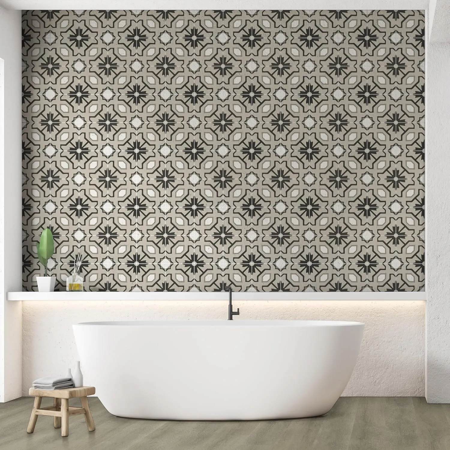 MSI Tahari 8 in. x 8 in. Encaustic Matte Porcelain Floor and Wall Tile for Bathroom, Kitchen Backsplash, Accent Wall, and Shower