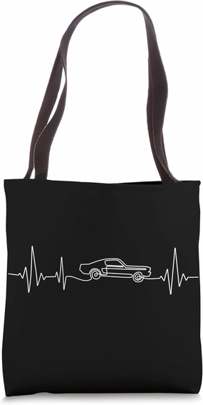 Muscle Car Guy Heartbeat Car Enthusiast Classic Car Driver Tote Bag