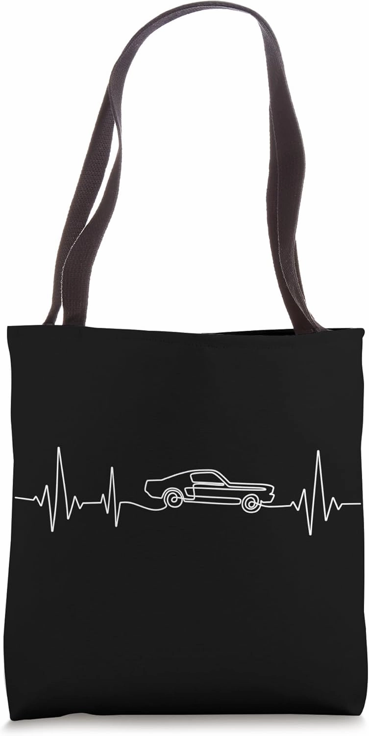 Muscle Car Guy Heartbeat Car Enthusiast Classic Car Driver Tote Bag