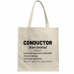 Musician Funny Conductor Definition for Orchestra and Classical Music Lovers Natural White Multicolor Canvas Tote Bag