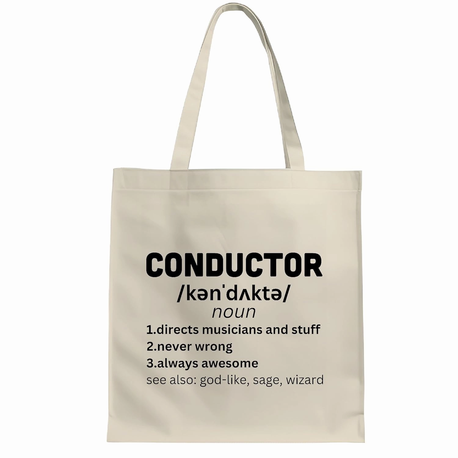 Musician Funny Conductor Definition for Orchestra and Classical Music Lovers Natural White Multicolor Canvas Tote Bag