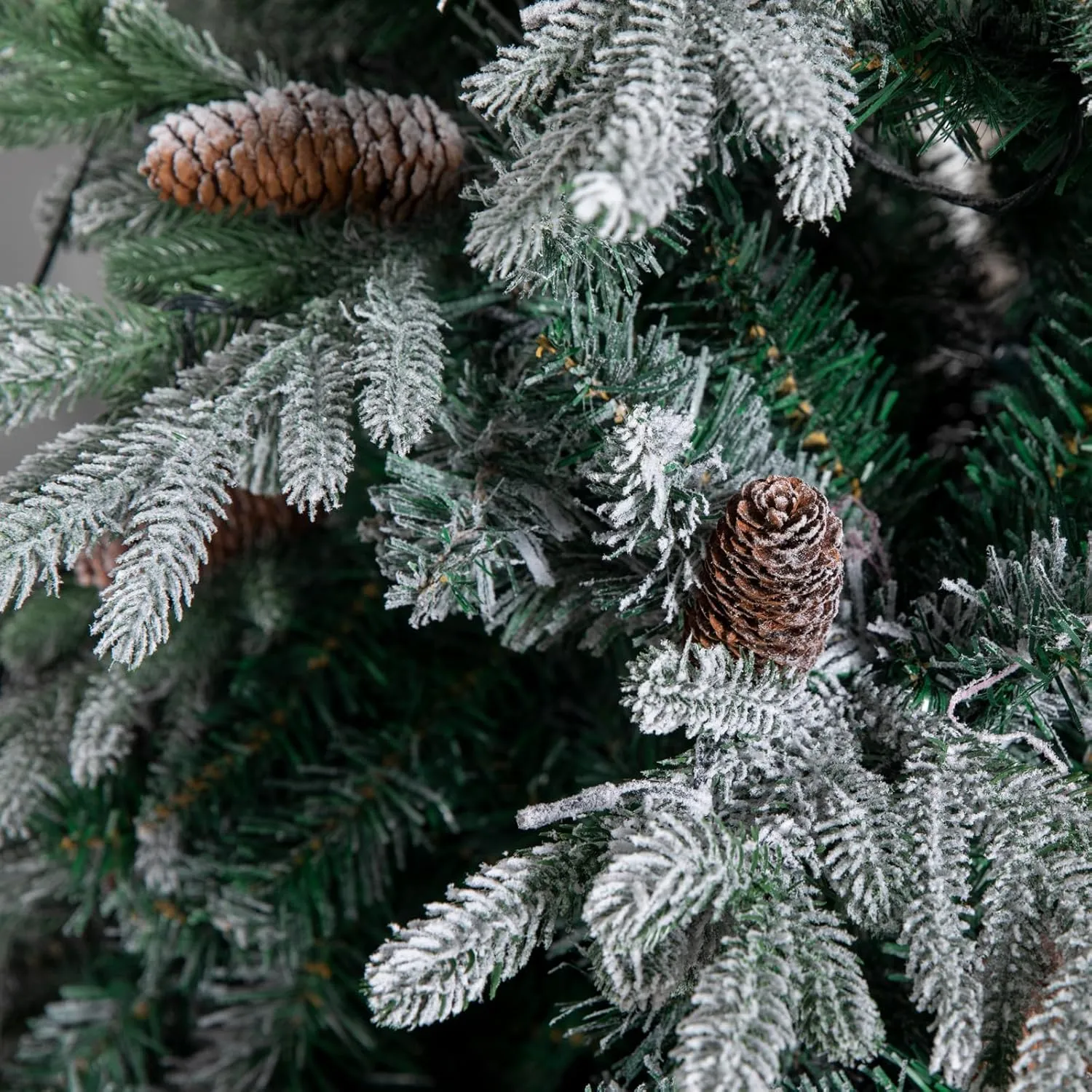 NALONE 7FT Pre-Lit Snow Christmas Tree with Remote Control and Timer, Snow Flocked Artificial Full Fir Christmas Tree with 1312 Tips, 400 Lights, 9 Lighting Modes(Arctic Fir Tree, 7 FT)