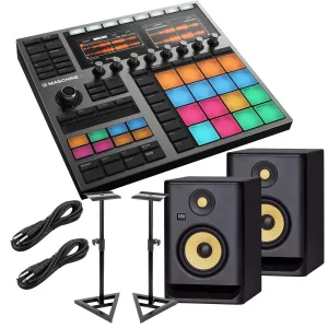 Native Instruments MASCHINE Plus, (2) KRK RP5G4 Monitors, (2) Monitor Stands, (2) 1/4 Cables Bundle