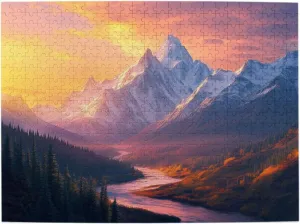 Natural Scenery Puzzles For Adults 500 Pieces, Forests Under Snow-Capped Mountains,Classic Landscape Photography,Exercise Hands-On Skills And Thinking,Complete With Family And Friends