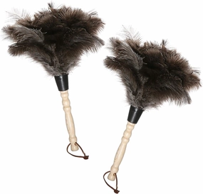 Natural Gray Ostrich Feather Duster,2 Packs,Car Duster Interior/Exterior Cleaner, Cleaning for Blinds Kitchen Keyboard Office, Smart and Soft and Fluffy (Gray)