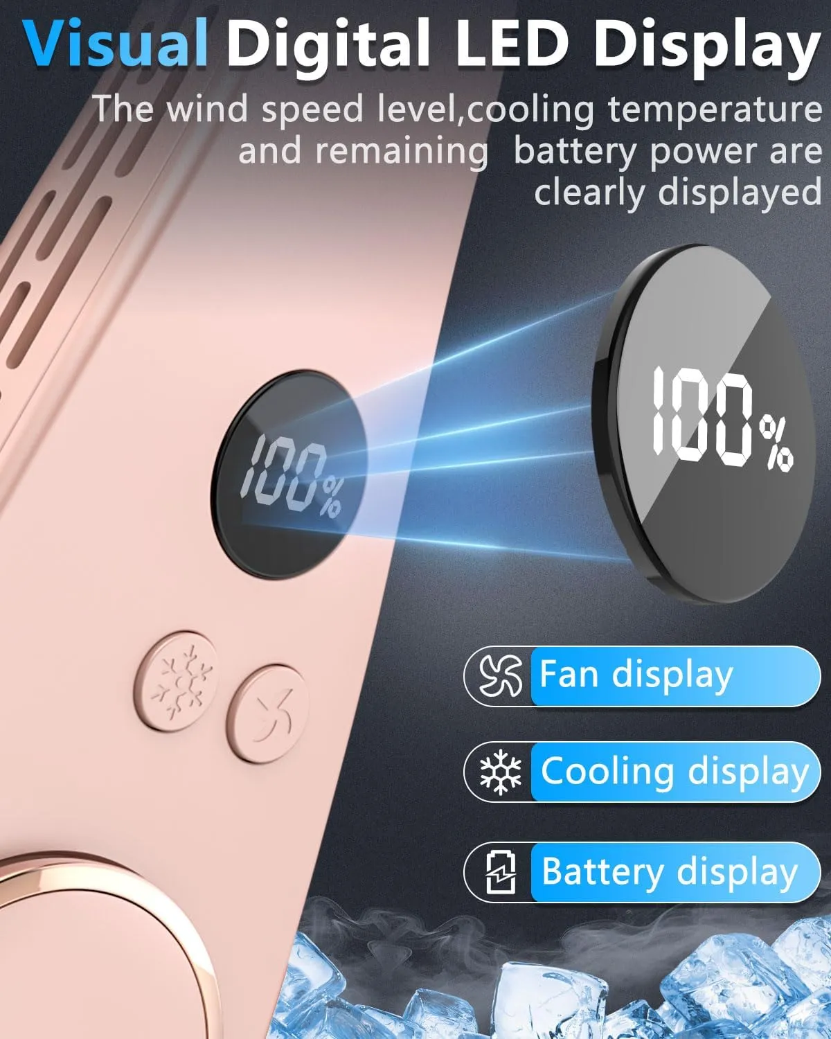 Neck AC Air Conditioner,Neck Fan Rechargeable Battery Operated Neck Cooler,Bladless Power Light Weight Noiseless Mobile Shoulder Headband Cooling Face Fan for Travel,Camping,Outdoor,Sports Pink