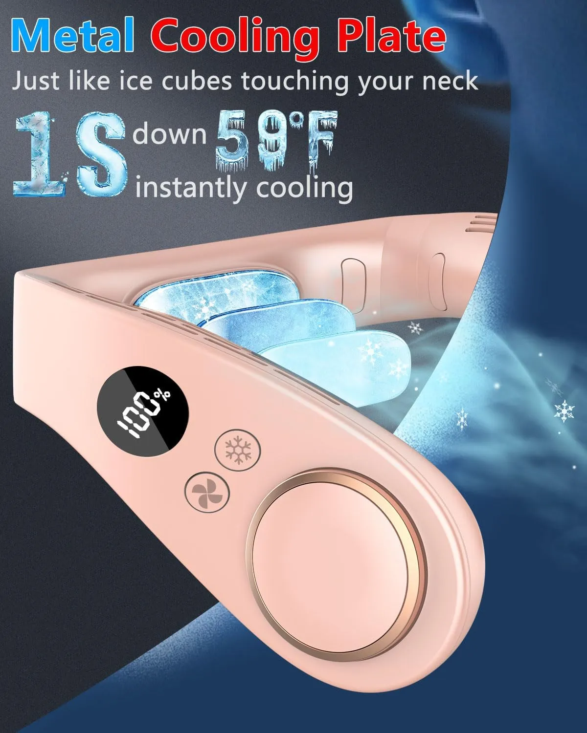 Neck AC Air Conditioner,Neck Fan Rechargeable Battery Operated Neck Cooler,Bladless Power Light Weight Noiseless Mobile Shoulder Headband Cooling Face Fan for Travel,Camping,Outdoor,Sports Pink