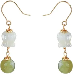 New 2026 925 Sterling Silver Jade Earrings Pearl Magnolia Flower Eardrops Vintage Jewelry Fashion Trendy Accessories Creative Gift