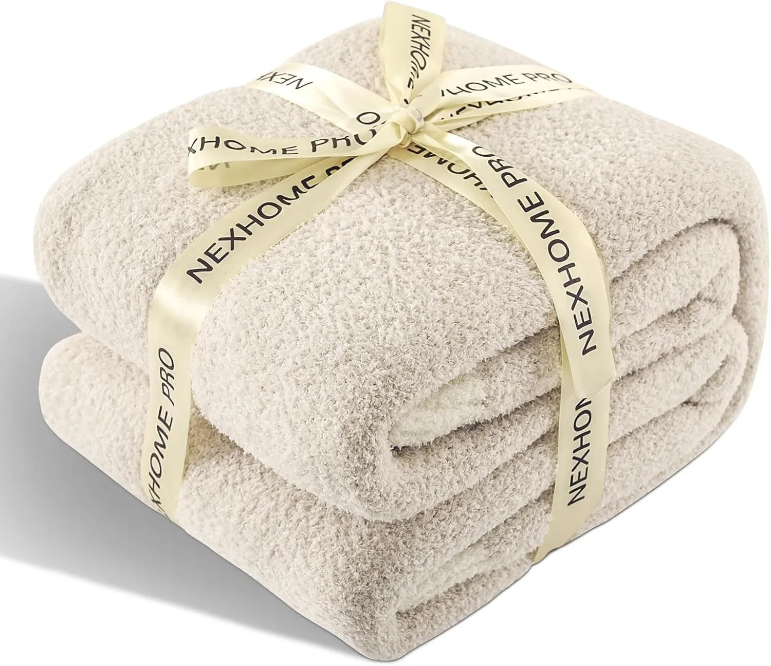 NEXHOME PRO Super Soft Blanket for Women, Cozy Blanket Warm Reversible Knit Lightweight Throws for Couch, Sofa Bed, Picnic, Heather Ivory, 50 x 60 inches