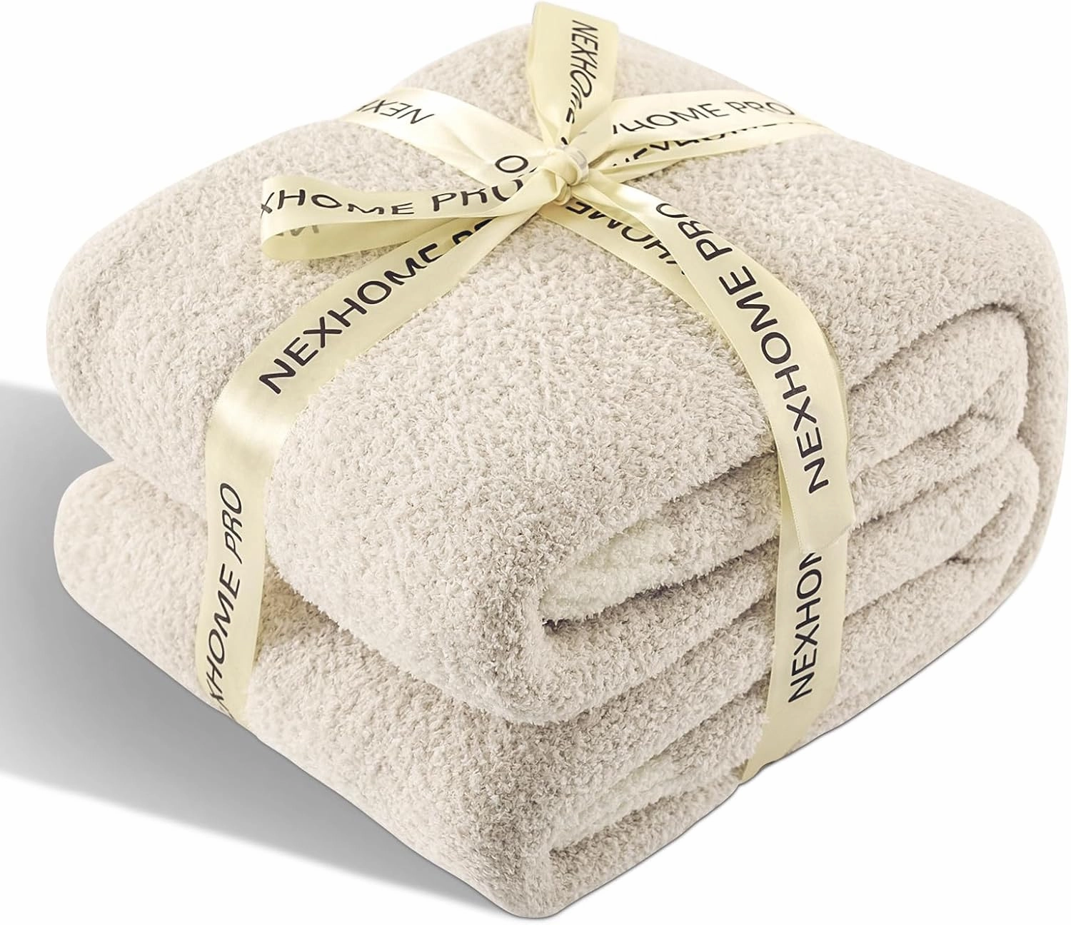 NEXHOME PRO Super Soft Blanket for Women, Cozy Blanket Warm Reversible Knit Lightweight Throws for Couch, Sofa Bed, Picnic, Heather Ivory, 50 x 60 inches