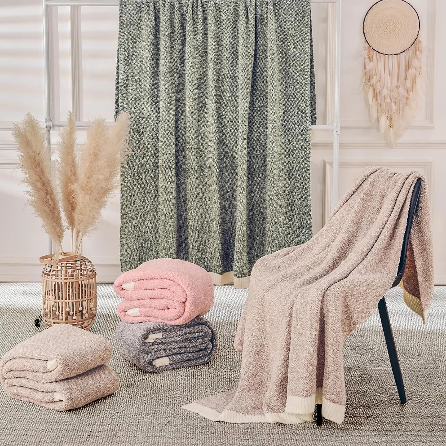 NEXHOME PRO Super Soft Throw Blankets for Couch, Reversible Warm Blanket Cozy Knit Blankets for Women, Fuzzy Plush Lightweight Throws for Sofa, Bed, Picnic, Heather Terracotta, 50 x 60 inches